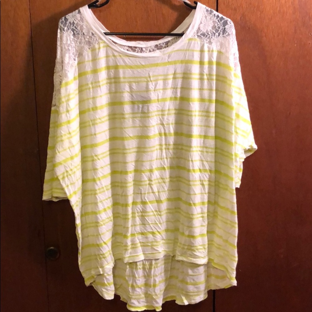 LYS Green and white stripe shirt with lace back